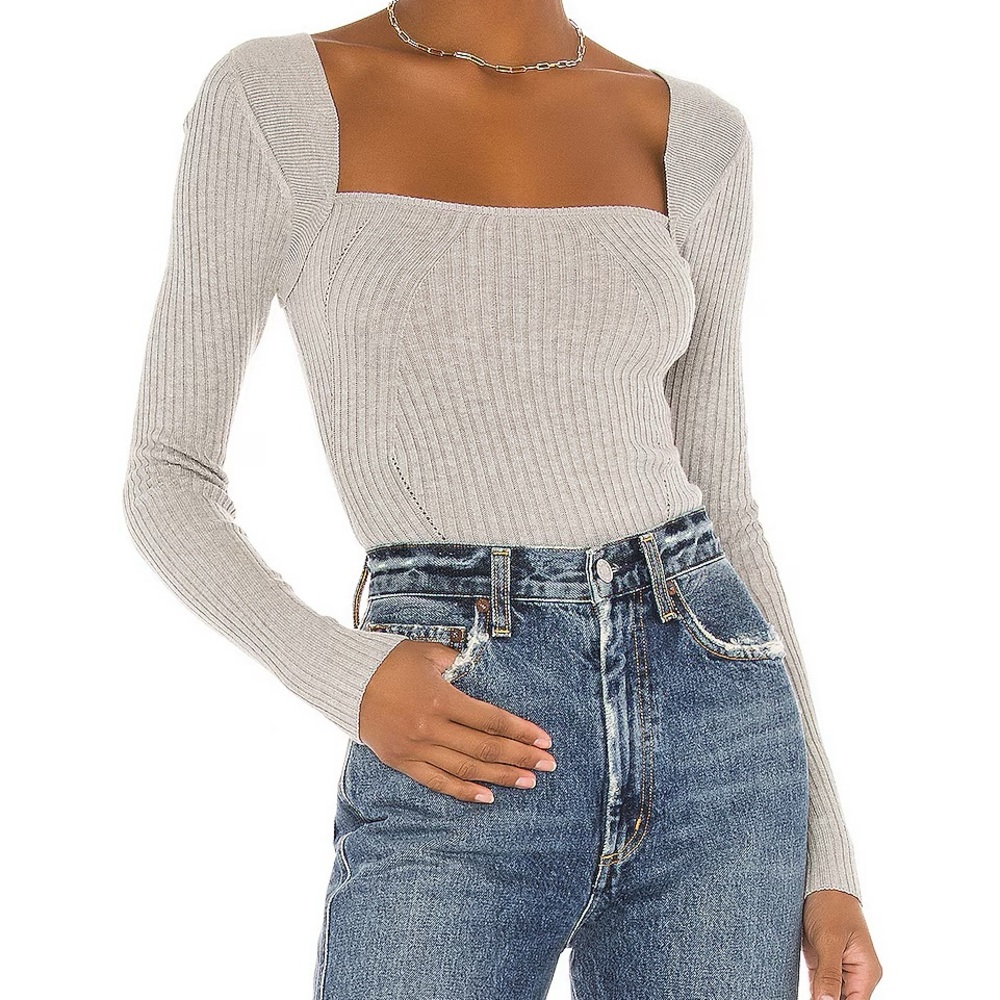 Lovers and Friends Tie Back Fitted Rib Sweater